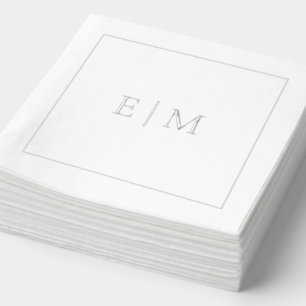 Serviettes Avec Dorure Simple Élégant Monogramme Minimal Mariage Argent