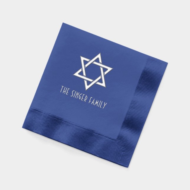 Serviettes Avec Dorure Simple Elegant Star of David #3 Nom de famille (Gauche)