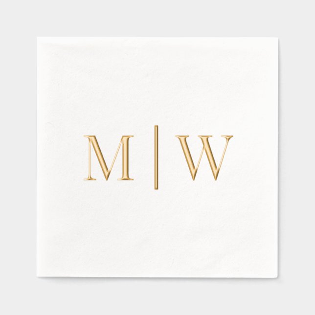 Serviettes Avec Dorure Simple Marié Épouse Mariage 2 Monogramme Initial V (Recto)