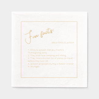 Serviettes Avec Dorure Simple minimaliste Élégant Fun Facts Mariage
