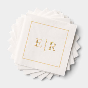 Serviettes Avec Dorure Simple Monogramme Élégant Mariage