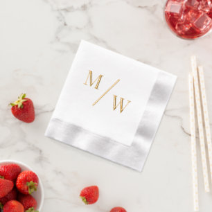 Serviettes Avec Dorure Simple Monogramme Initiale 2 Mariage Mariée Mari