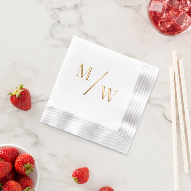 Serviettes Avec Dorure Simple Monogramme Initiale 2 Mariage Mariée Mari   (Insitu (Fraise))