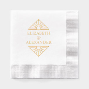 Serviettes Avec Dorure Simple Nom de Couple de Mariage Art Déco Élégant #