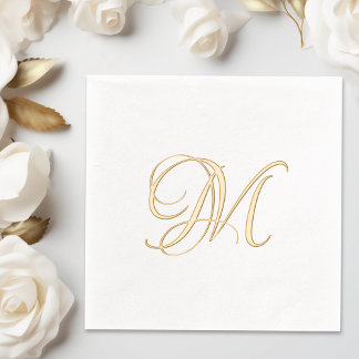 Serviettes Avec Dorure Simple une lettre Monogramme initial