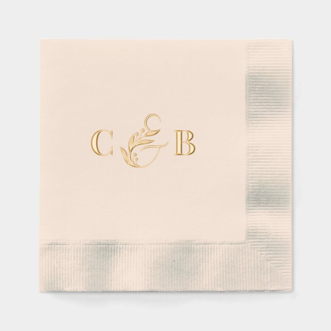 Serviettes Avec Dorure Simplement Splendid Couple Initiales Mariage Napki (Recto)