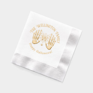 Serviettes Avec Dorure Skeleton Mains Spiderweb Ini Nom de famille Hallow