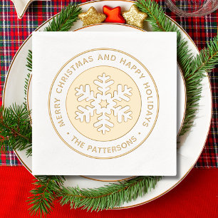 Serviettes Avec Dorure Snowflake Joyeux Noël Joyeux Joyeux Vacances Perso