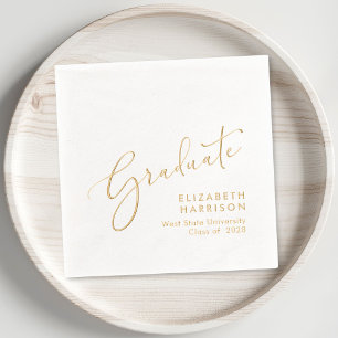 Serviettes Avec Dorure Soignée de graduation de script élégant