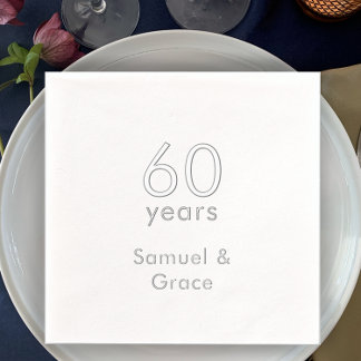Serviettes Avec Dorure Soirée du 60e anniversaire moderne personnalisée