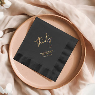 Serviettes Avec Dorure Soirée   Fête d'anniversaire adulte moderne 30e