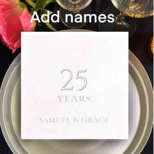Serviettes Avec Dorure Soirée personnalisée pour le 25e anniversaire du M