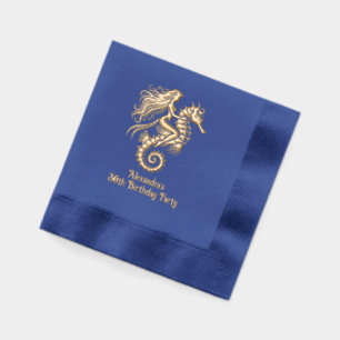 Serviettes Avec Dorure Sultry Mermaid Riding Seahorse Anniversaire