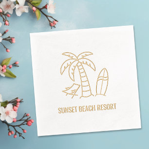 Serviettes Avec Dorure Summer Beach Palm Surboard Resort