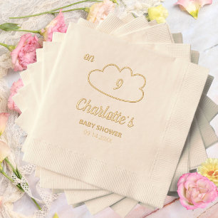 Serviettes Avec Dorure sur Cloud 9 Baby Shower Minimaliste Élégant