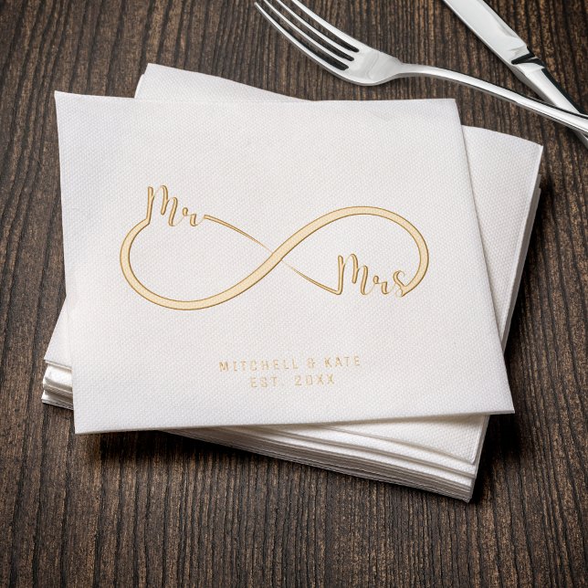 Serviettes Avec Dorure Symbole M. & Mme Infinity Mariage Gold (Mr. & Mrs. Infinity Symbol Wedding Gold Foil Napkins
)
