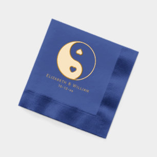 Serviettes Avec Dorure Symbole Yin Yang avec cœurs Amour Couple Mariage