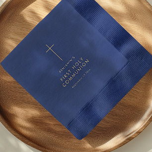 Serviettes Avec Dorure Texte simple Croix première sainte communion