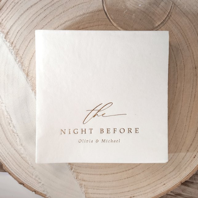 Serviettes Avec Dorure The Night Before Modern Rehearsal Dinner Wedding (The night before wedding rehearsal dinner napkins - personalized gold foil stamped)