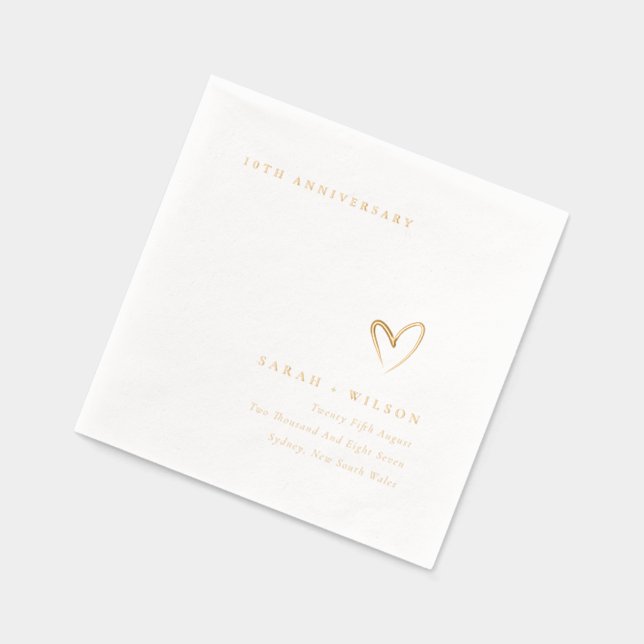 Serviettes Avec Dorure Topographie minimale Cœur Anniversaire de mariage (Gauche)