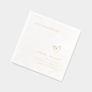 Serviettes Avec Dorure Topographie minimale Cœur Mariage Anniversaire