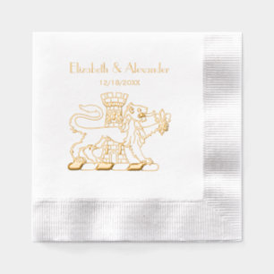 Serviettes Avec Dorure Tour Lion Emblème de la Crête Fleur de Lis C
