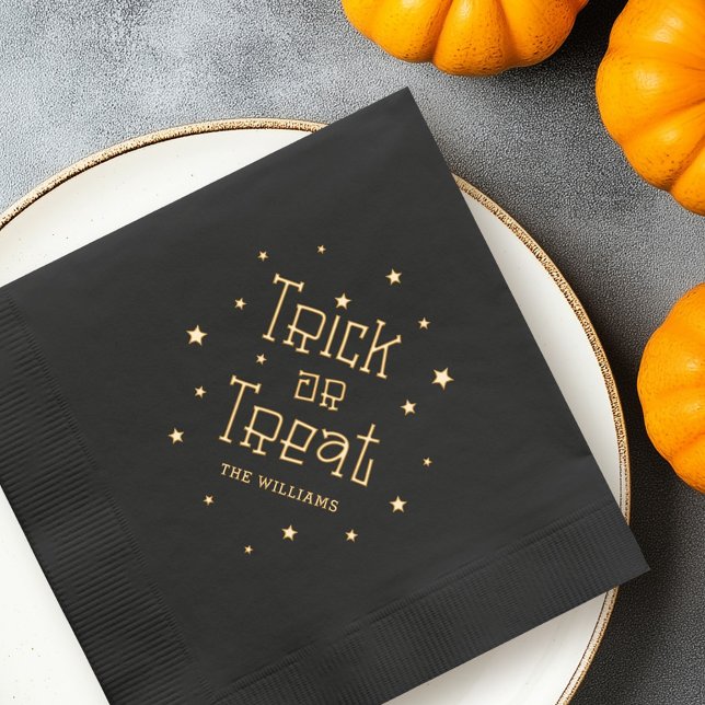 Serviettes Avec Dorure Tracer ou traiter les étoiles de nom Halloween (Trick or treat name stars Halloween Foil Napkins)