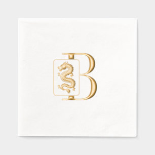 Serviettes Avec Dorure Tuile de dragon Mahjong sur monogramme initial uni