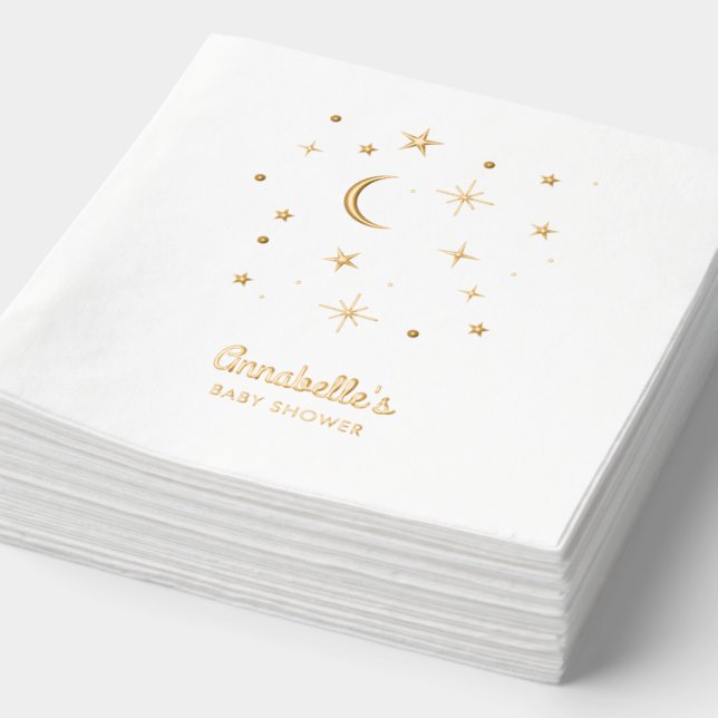 Serviettes Avec Dorure Twinkle Little Star Gold Baby shower (Détail)