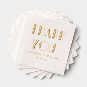 Serviettes Avec Dorure Typographie de remerciement de mariage Art Déco él