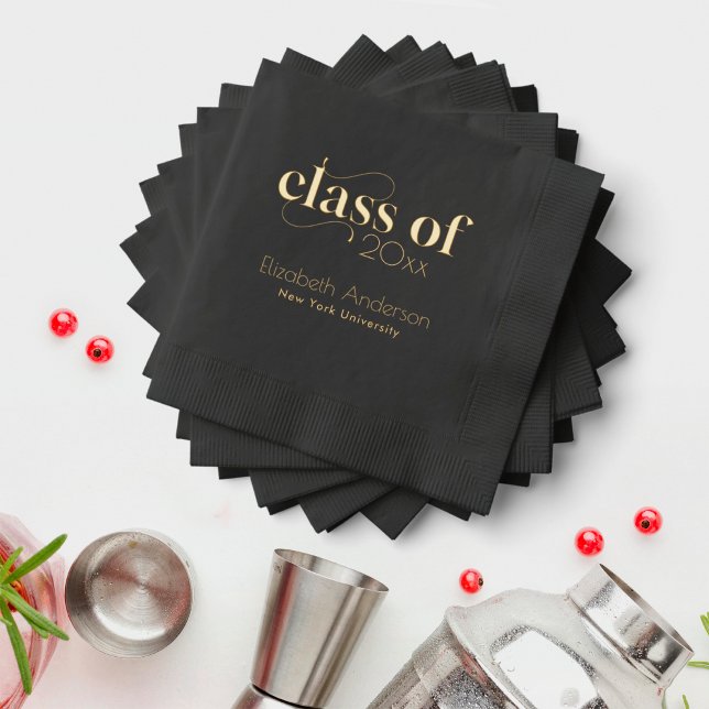 Serviettes Avec Dorure Typographie Élégante Moderne Fête de Diplômé Feuil (Créateur téléchargé)