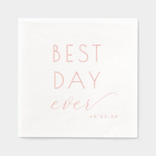 Serviettes Avec Dorure Typographie Joyeuse Rose Doré
