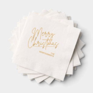 Serviettes Avec Dorure Typographie Joyeux Noël Fête