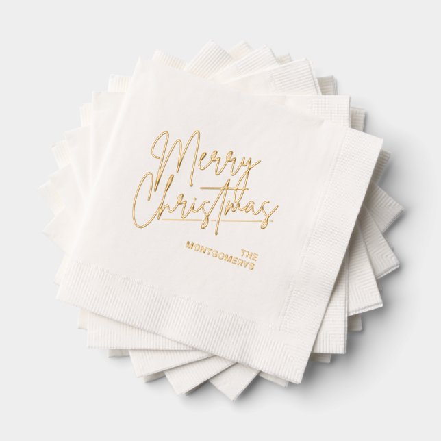 Serviettes Avec Dorure Typographie Joyeux Noël Fête (Insitu (empilé))