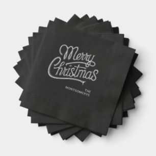 Serviettes Avec Dorure Typographie Joyeux Noël Napkins en papier d'alumin