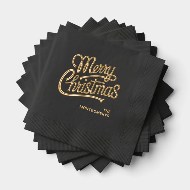 Serviettes Avec Dorure Typographie Joyeux Noël Party (Insitu (empilé))