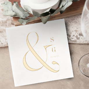 Serviettes Avec Dorure typoographie minimaliste moderne couples monogramm