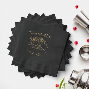 Serviettes Avec Dorure Un Tini Bit plus vieux Black Gold Martini fête d'a