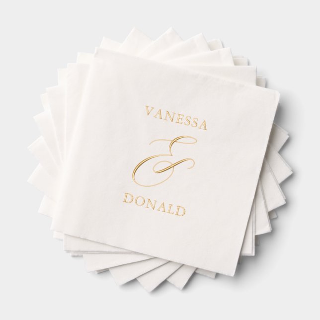 Serviettes Avec Dorure Vanessa Mariage moderne (Insitu (empilé))