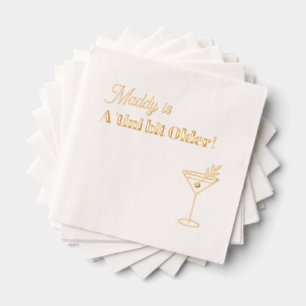 Serviettes Avec Dorure Véritable Martini Gold Foil 30e