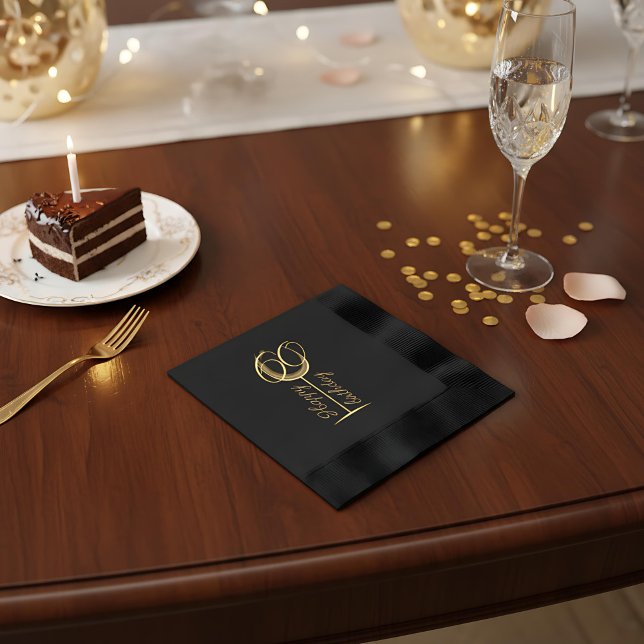 Serviettes Avec Dorure Verre de vin moderne Joyeux 70e anniversaire (Créateur téléchargé)