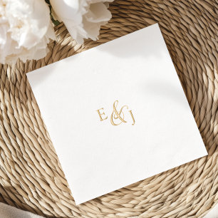 Serviettes Avec Dorure Vintage Script Gold Foil Metallic Mariage Monogram