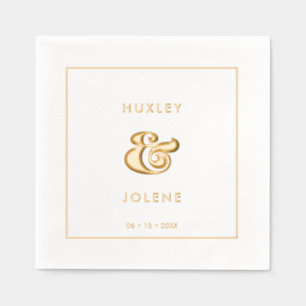 Serviettes Avec Dorure Vintage script rétro mariage or