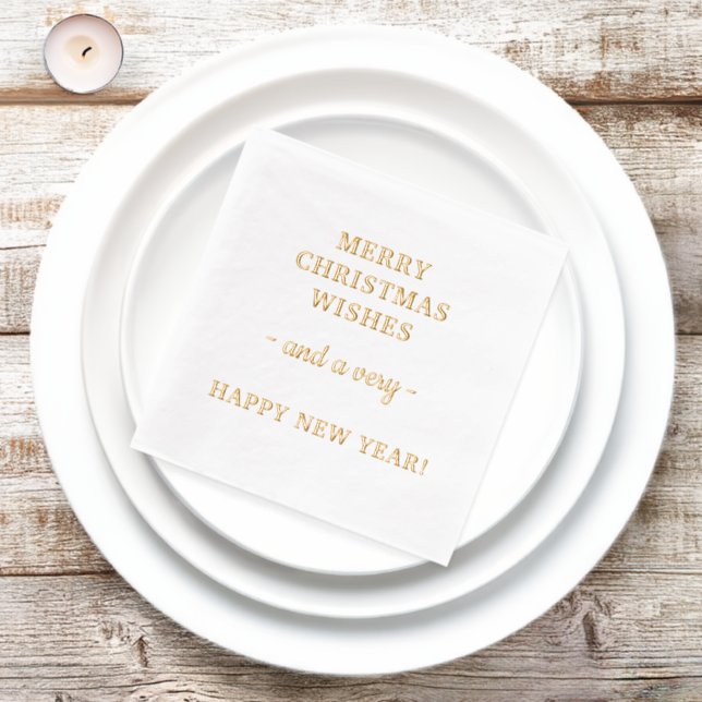 Serviettes Avec Dorure Vœux de Noël Joyeuse Année (Insitu)