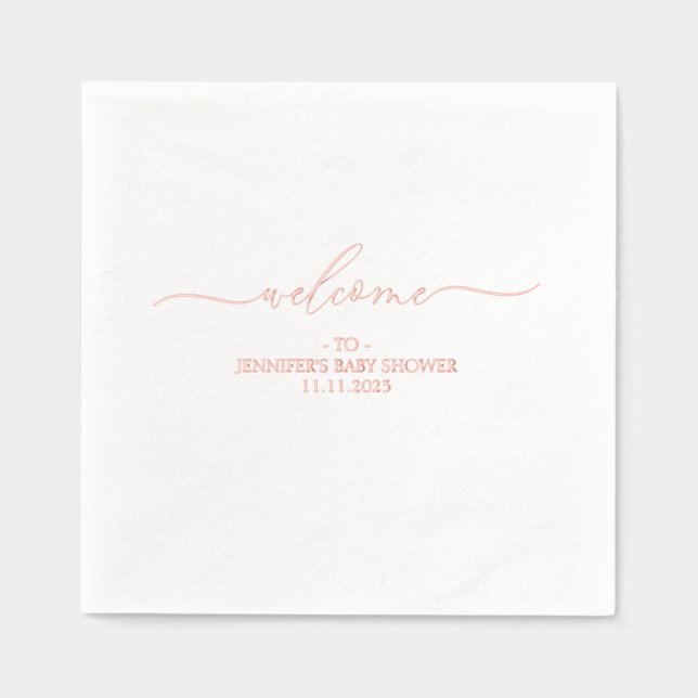 Serviettes Avec Dorure Welcome custom name baby shower (Recto)