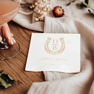 Serviettes Avec Dorure Western Horseshoe Nom personnalisé et Mariage de m