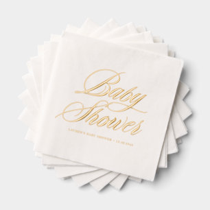 Serviettes Avec Dorure Whimsical Bold Baby shower de calligraphie