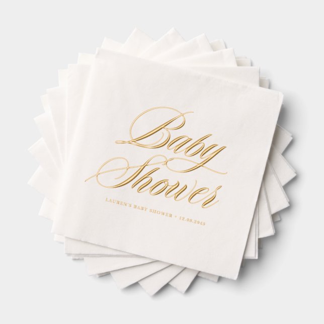 Serviettes Avec Dorure Whimsical Bold Baby shower de calligraphie (Insitu (empilé))