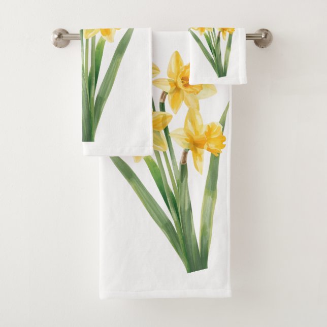 Serviettes avec jonquilles printanières, motif flo (En situation)