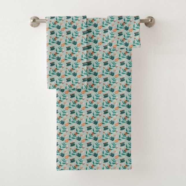Serviettes avec un motif floral sarcelle pendent  (Créateur téléchargé)